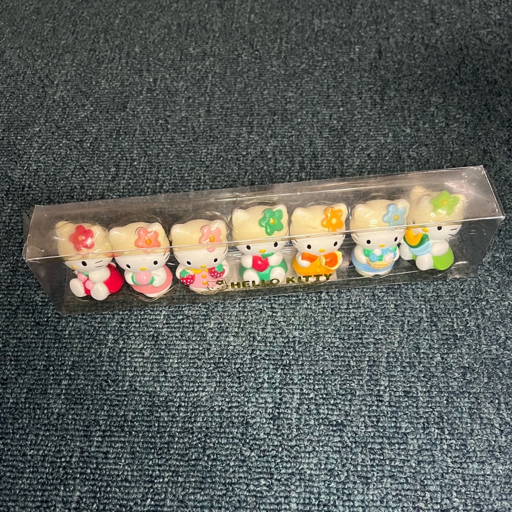 HELLO KITTY VINTAGE FRUIT FIGURES brand new in box. COLLECTIBLE